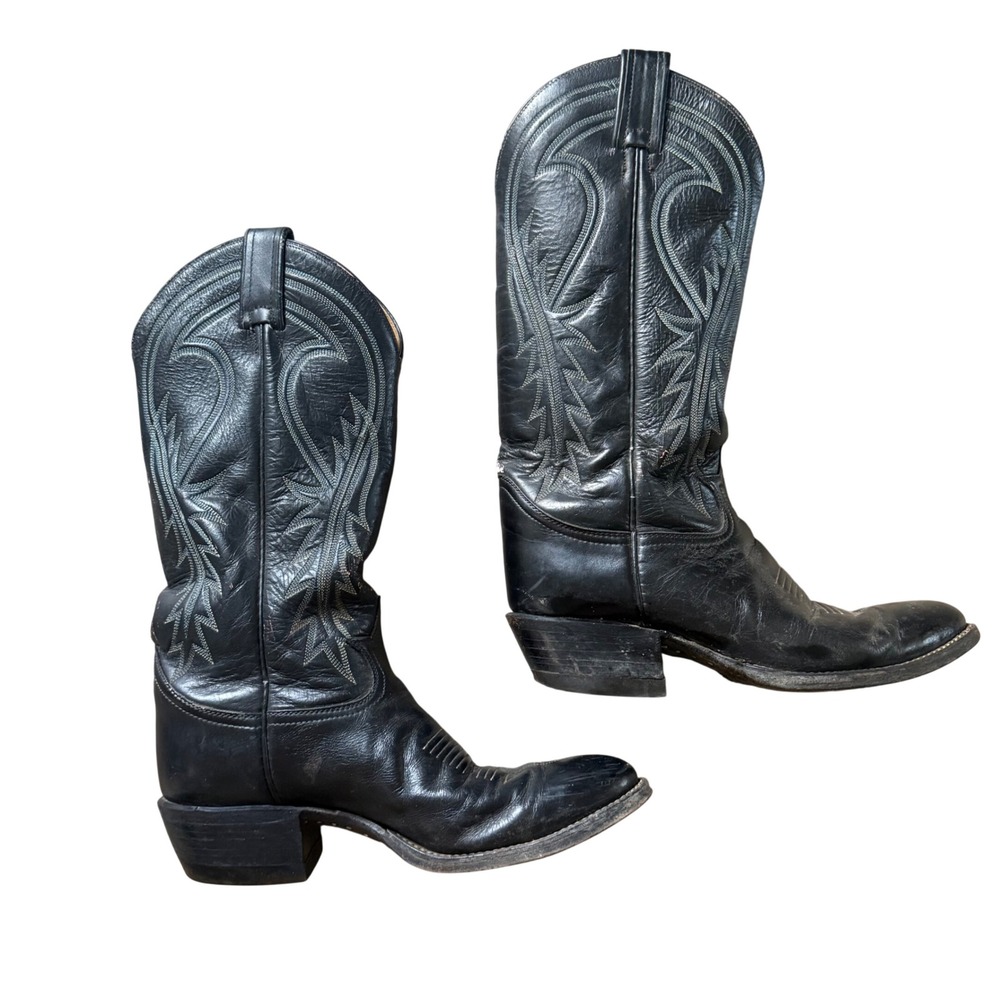Tony Lama Style 6238 Black Leather Western Cowboy Boots Mens Size 4